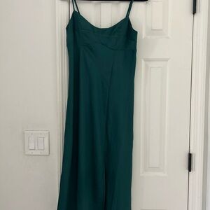 Elegant Green Spaghetti Strap Dress